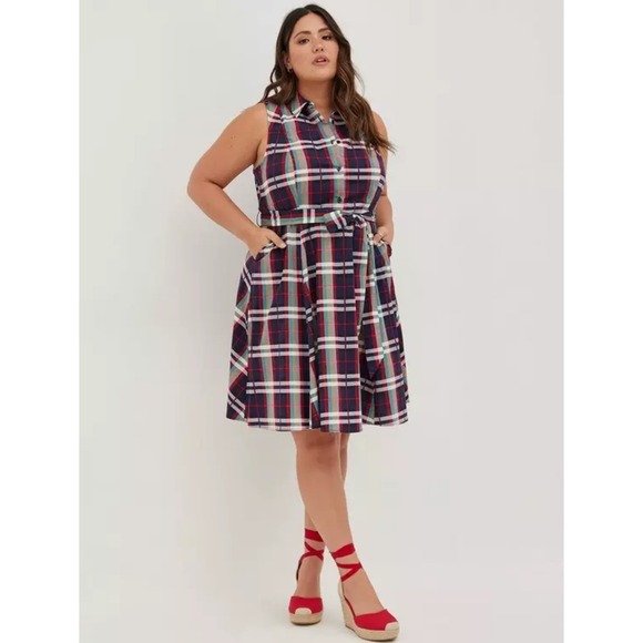 torrid Dresses & Skirts - Torrid Plaid Sleeveless Shirt Dress Plus Size 4X‎ Poplin Collared Pockets